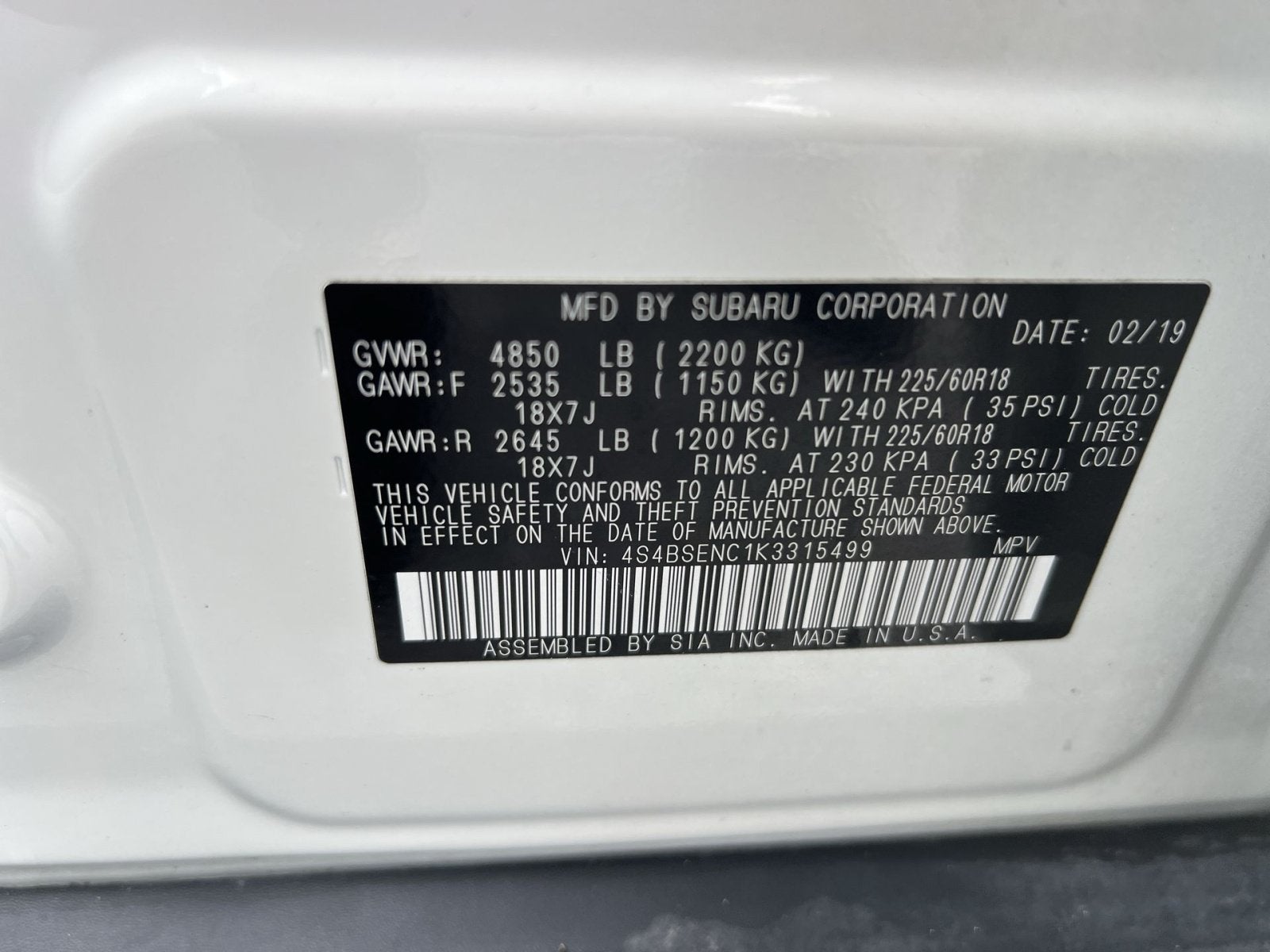 2019 Subaru Outback 3.6R