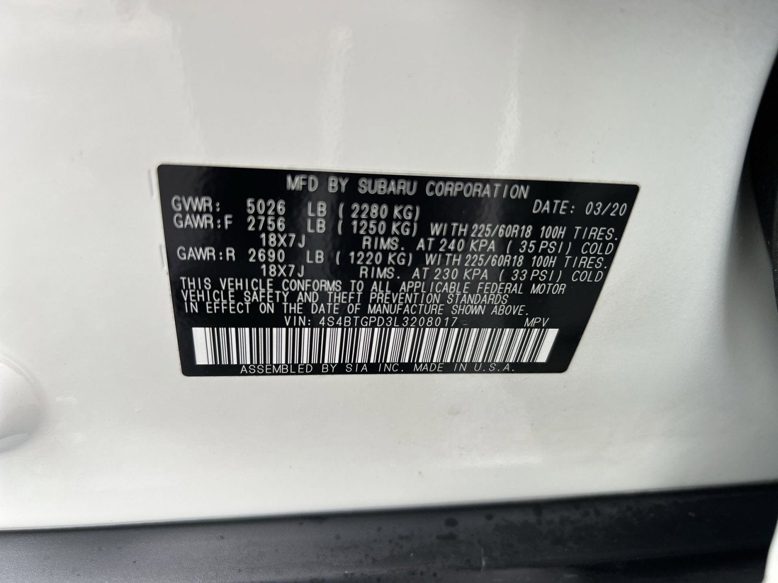 2020 Subaru Outback Touring XT