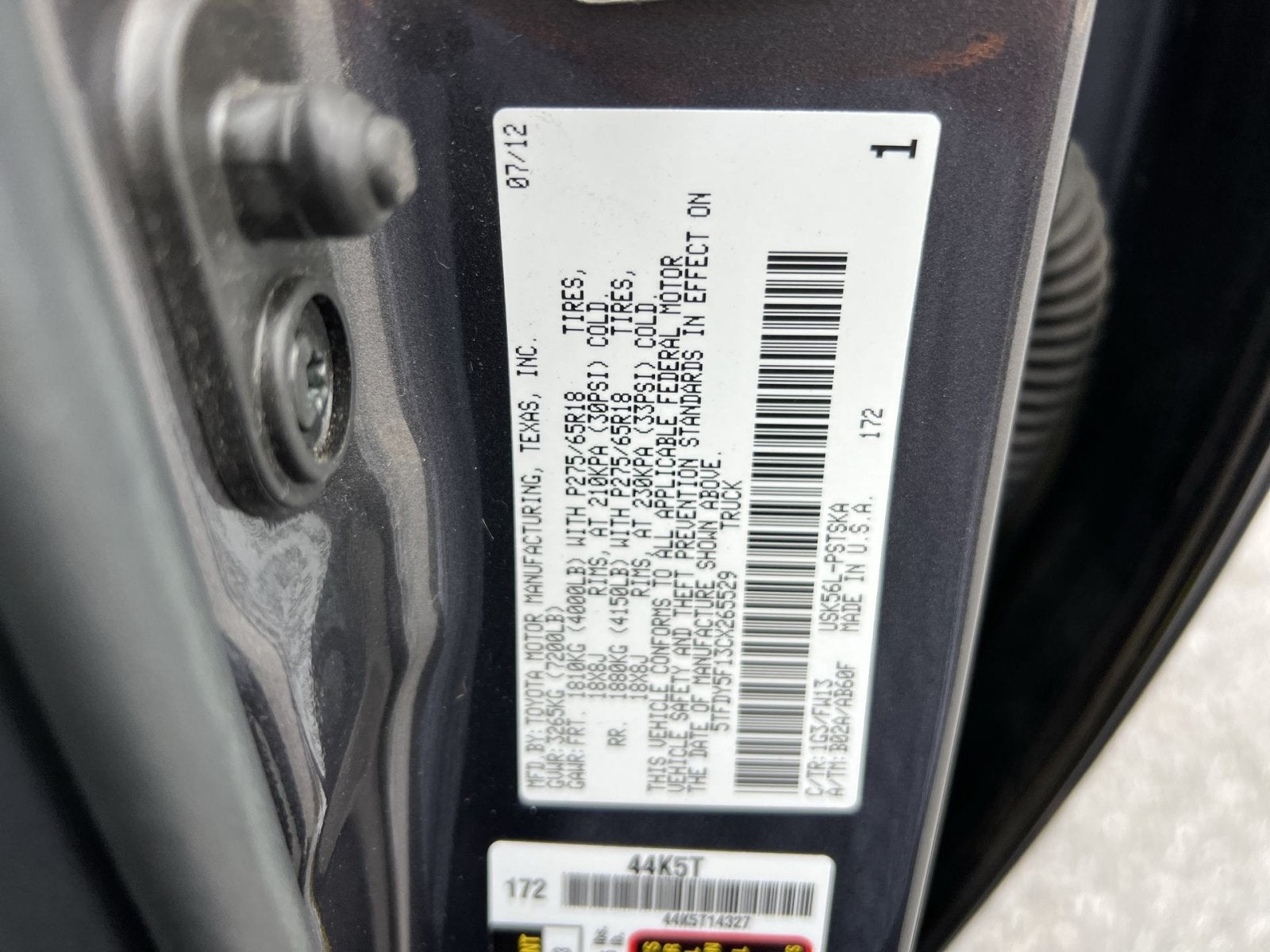 2012 Toyota Tundra Grade